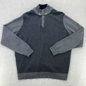 Thomas Dean Mens Gray 2 Tone Sweater 100% Extra Fine Merino Wool Italian Size XL
